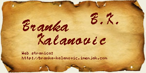 Branka Kalanović vizit kartica